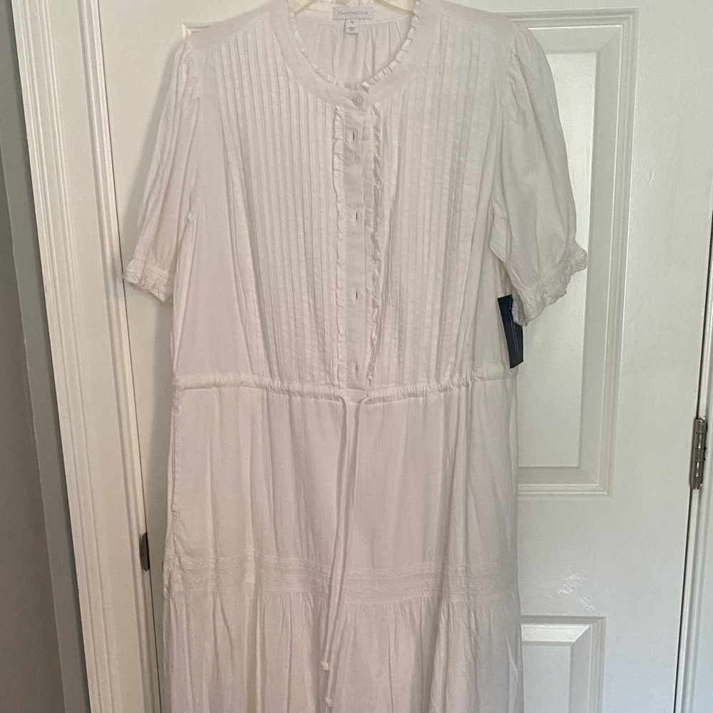 Charter Club White Button-Up Maxi Dress